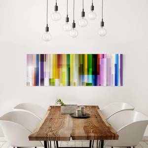 Bild Rainbow Cubes I Leinwand /  Massivholz Fichte - Mehrfarbig - 120 x 40 cm