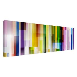 Tableau déco Rainbow Cubes I Toile / Épicéa massif - Multicolore - 120 x 40 cm