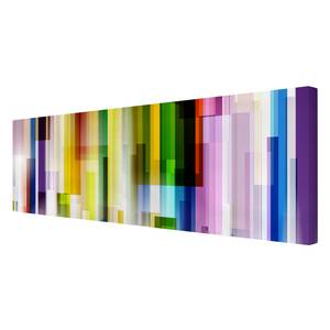 Tableau déco Rainbow Cubes I Toile / Épicéa massif - Multicolore - 120 x 40 cm