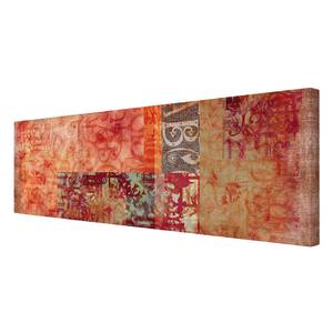 Bild Schriftmuster Leinwand /  Massivholz Fichte - Mehrfarbig - 120 x 40 cm