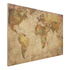 Tableau déco planisphère IV panneau de bois contreplaqué (bouleau) - Multicolore - 75 x 50 cm