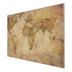Bild Weltkarte IV Birke Multiplex Holzplatte - Mehrfarbig - 75 x 50 cm