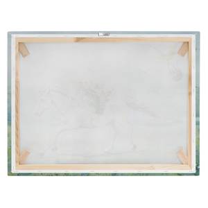 Afbeelding Lilia - Op een Eenhoorn canvas/massief sparrenhout - meerdere kleuren - 100 x 75 cm