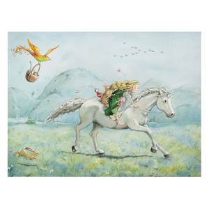 Tableau déco Lilia sur la licorne Toile / Épicéa massif - Multicolore - 40 x 30 cm