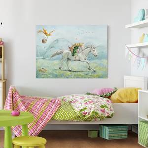 Tableau déco Lilia sur la licorne Toile / Épicéa massif - Multicolore - 40 x 30 cm