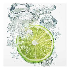 Tableau déco cuisine - Lime Bubbles Verre de sécurité ESG - Multicolore - 30 x 30 cm