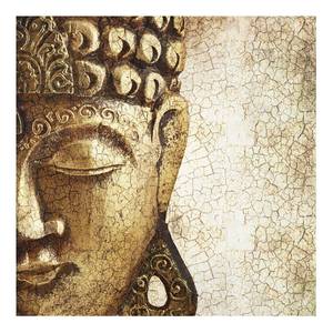 Tableau déco Vintage Buddha Verre de sécurité ESG - Multicolore - 30 x 30 cm