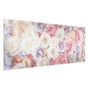 Bild Pastell Paper Art Rosen ESG Sicherheitsglas - Mehrfarbig - 100 x 40 cm