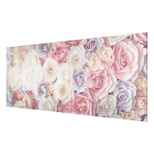 Tableau déco roses pastel Verre de sécurité ESG - Multicolore - 100 x 40 cm