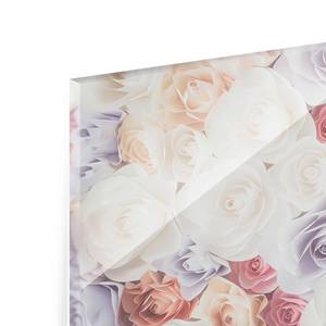 Bild Pastell Paper Art Rosen ESG Sicherheitsglas - Mehrfarbig - 100 x 40 cm