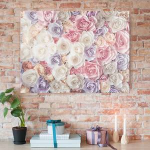 Bild Pastell Paper Art Rosen ESG Sicherheitsglas - Mehrfarbig - 80 x 60 cm