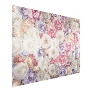 Bild Pastell Paper Art Rosen ESG Sicherheitsglas - Mehrfarbig - 100 x 75 cm