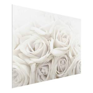 Tableau déco roses blanches Verre de sécurité ESG - Multicolore - 100 x 75 cm