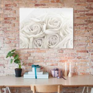 Tableau déco roses blanches Verre de sécurité ESG - Multicolore - 80 x 60 cm