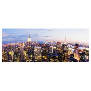 Tableau déco New York Skyline de nuit Verre de sécurité ESG - Multicolore - 125 x 50 cm
