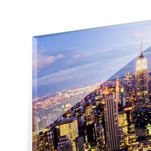 Tableau déco New York Skyline de nuit Verre de sécurité ESG - Multicolore - 125 x 50 cm