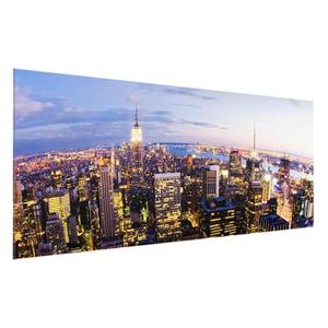 Afbeelding New York Skyline Nacht ESG-veiligheidsglas - meerdere kleuren - 100 x 40 cm