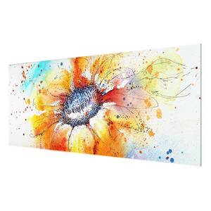 Tableau déco Painted Sunflower I Verre de sécurité ESG - Multicolore - 125 x 50 cm