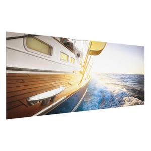 Tableau déco voilier sur la mer Verre de sécurité ESG - Multicolore - 80 x 30 cm