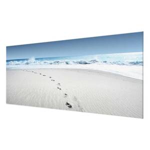Tableau déco traces dans le sable II Verre de sécurité ESG - Multicolore - 100 x 40 cm