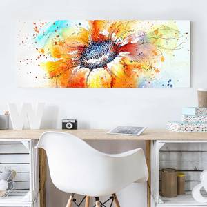 Tableau déco Painted Sunflower I Verre de sécurité ESG - Multicolore - 80 x 30 cm