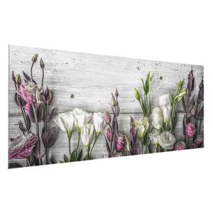 Tableau déco roses tulipes Verre de sécurité ESG - Multicolore - 125 x 50 cm