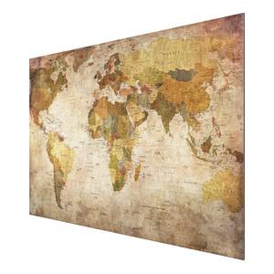 Afbeelding Wereldkaart II aluminium - meerdere kleuren - 90 x 60 cm