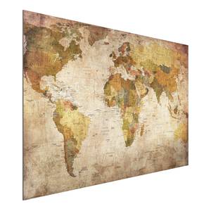 Afbeelding Wereldkaart II aluminium - meerdere kleuren - 60 x 40 cm