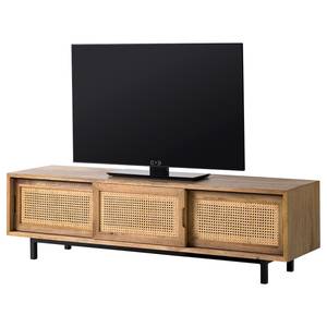 Meuble TV en bois massif VINA Manguier massif / Cannage - Manguier / Beige