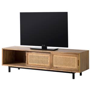 Houten tv-meubel VINA massief mangohout/Weens vlechtwerk - mangohout/beige