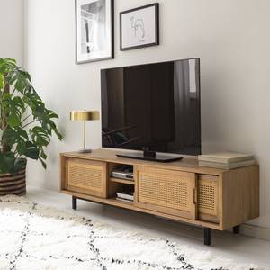 Meuble TV en bois massif VINA Manguier massif / Cannage - Manguier / Beige