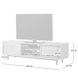 Houten tv-meubel VINA massief mangohout/Weens vlechtwerk - mangohout/beige