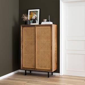 Massives Highboard VINA Mango massiv / Wiener Geflecht - Mango / Beige