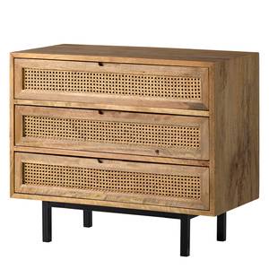 Dressoir Vina I massief mangohout/rotan - mangohout/zwart