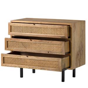 Dressoir Vina I massief mangohout/rotan - mangohout/zwart