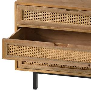 Dressoir Vina I massief mangohout/rotan - mangohout/zwart