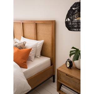 Bedframe Vina massief mangohout/rotan - mangohout/zwart - 140 x 200cm