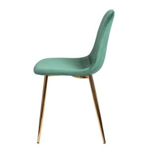 Chaise Yoyce II Velours / Métal - Doré - Velours Tiru: Vert menthe - Lot de 2