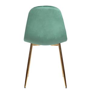 Sedia per sala da pranzo Yoyce II Velluto/Metallo - Oro - Velluto Tiru: verde menta - Set da 2