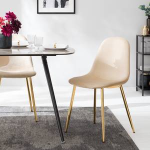 Sedia per sala da pranzo Yoyce II Velluto/Metallo - Oro - Velluto Tiru: beige - Set da 2