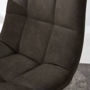 Gestoffeerde stoel Donnell microvezel/staal - zwart - Antraciet - Set van 2