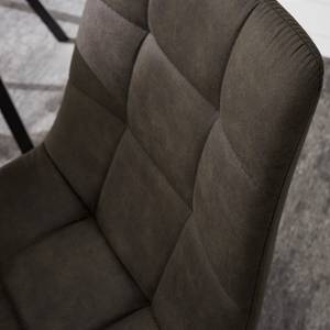 Gestoffeerde stoel Donnell microvezel/staal - zwart - Antraciet - Set van 2