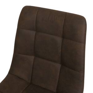 Chaise capitonnée Donnell Microfibre/ Acier - Noir mat - Marron - Lot de 2