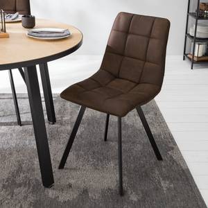 Gestoffeerde stoel Donnell microvezel/staal - zwart - Bruin - Set van 2