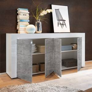 Sideboard Easy III Hochglanz Weiß / Beton Dekor