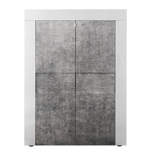 Highboard Easy Hochglanz Weiß / Beton Dekor