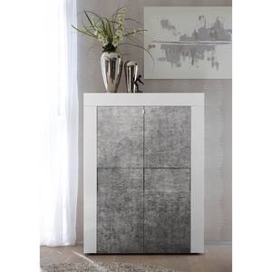 Highboard Easy Hochglanz Weiß / Beton Dekor