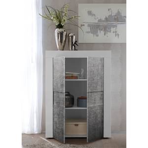 Highboard Easy Hoogglans wit/Concrete look