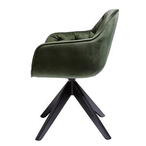 Chaise Tibas rotatif - Velours / Acier - Noir - Vert olive