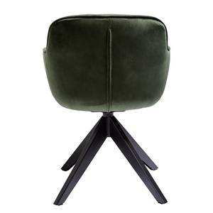 Chaise Tibas rotatif - Velours / Acier - Noir - Vert olive